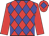 Red body, big-blue diamonds, red arms, red cap, big-blue diamond