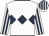 White, dark blue triple diamond, striped sleeves and cap