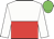 white and red halved horizontally, white sleeves, green cap