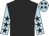 Black, light blue sleeves, black stars, light blue cap, black stars