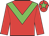 Red body, green chevron, red arms, red cap, green star