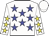 White, blue stars, yellow stars on sleeves, white cap