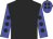 Black, blue arms, black spots, blue cap, black spots