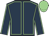 Dark blue, light green seams, dark blue arms, light green seams, light green cap