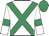 White, emerald green cross sashes, armlets, cap