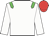 White, lime green epaulettes, White sleeves, Red cap