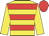 yellow, red hoops, yellow sleeves, red cap