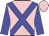 pink, blue cross sashes, blue sleeves
