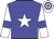 Big-blue body, white star, white arms, big-blue armlets, white cap, big-blue hooped