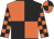 Orange body, black quartered, orange arms, black checked, orange cap, black quartered