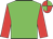 Green body, red arms, red cap, green quartered