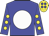 Blue, white spot, blue sleeves, yellow spots, yellow cap, blue spots