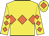 Yellow, orange triple diamond, diamonds on sleeves, yellow cap, orange diamond