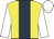 Yellow, dark blue stripe, white sleeves and cap
