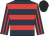 Dark blue, red hoops, striped sleeves, black cap