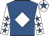 Royal blue, white diamond, white sleeves, royal blue stars, white cap, royal blue star