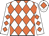 White & orange diamonds, white cap, orange diamond