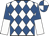 White & royal blue diamonds, halved sleeves, quartered cap