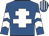 Royal blue, white cross of lorraine & chevrons on sleeves, striped cap