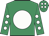 Emerald green, white disc, white spots on sleeves, emerald green cap, white spots