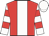 Red, white panel, white & red hooped sleeves, white cap