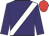 Purple, white sash, red cap