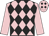 Pink & black diamonds, pink sleeves, pink cap, black diamonds