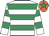 White & emerald green hoops, orange cap, emerald green star