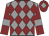 Grey & maroon diamonds, maroon sleeves, grey armlet, maroon cap, grey diamond