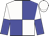 White and blue quartered, white and blue halved sleeves, white cap