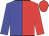 blue and red halved, red cap