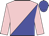 pink and blue halved diagonally, pink sleeves, blue cap