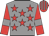 grey, red stars, grey armbands on red sleeves, striped cap