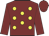 Maroon, Yellow spots, Maroon sleeves and cap