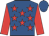 royal blue, red stars, red sleeves, royal blue cap