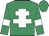 Emerald green, white cross of lorraine, white armlets