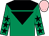 Emerald Green, black yoke, black inverted triangle, black stars on sleeves, pink cap