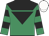 Emerald Green, black yoke, black inverted triangle, hooped sleeves, white cap
