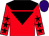 red, black yoke, black inverted triangle, stars on sleeves, purple cap