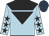 light blue, black yoke, black inverted triangle, stars on sleeves, dark blue cap