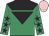 emerald green, black yoke, black inverted triangle, stars on sleeves, pink cap