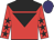 red, black yoke, black inverted triangle, stars on sleeves, purple cap