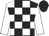 Black and white check, white sleeves, black cap