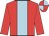 Red, light blue stripe, quartered cap