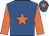 Royal blue, orange star, sleeves and star on cap