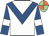 White, royal blue chevron, royal blue sleeves, white armlets, light green and orange quartered cap