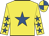 Yellow, royal blue star, yellow sleeves, royal blue stars, quartered cap