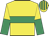 Yellow, emerald green hoop, halved sleeves, yellow and emerald green striped cap