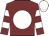Maroon, white disc, hooped sleeves, white cap