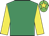 Emerald green,yellow sleeves,green cap,yellow star